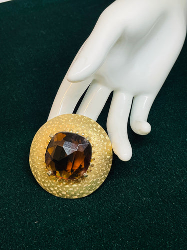 Large Brown and Gold Brooch